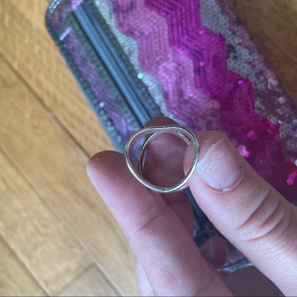 SILVERTONE X SHAPE INFINITY RING - Picture 2 of 5